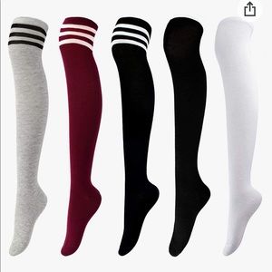 FOUR pairs thigh high socks